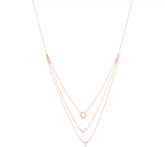 Diamonique Sterling Silver Roseclad Clear CZ Three Row Layered Necklace. 18"